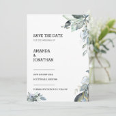 Eucalyptus Floral Wedding Save the Date Kaart (Staand voorkant)