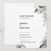 Eucalyptus Floral Wedding Save the Date Kaart (Voorkant / Achterkant)