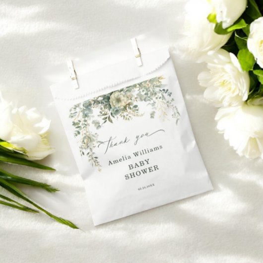 Eucalyptus Flower Waterverf Gold Baby shower Bedankzakje