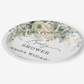 Eucalyptus Flower Waterverf Green Gold Papieren Bordje (Gekanteld)