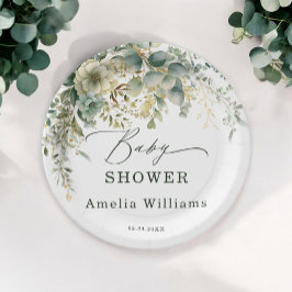 Eucalyptus Flower Waterverf Green Gold Papieren Bordje