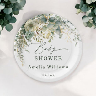 Eucalyptus Flower Waterverf Green Gold Papieren Bordje