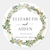 Eucalyptus Flower Wreath Wedding Ronde Sticker (Voorkant)