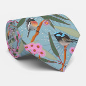 Eucalyptus Flowers met vogels in roze en blauw Stropdas (Opgerold)
