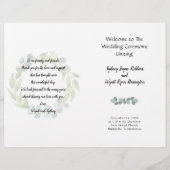 Eucalyptus Folded Wedding Program Felt Paper (Voorkant)