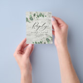 Eucalyptus folia white wood bruiloft RSVP Flyer (Hand)
