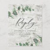 Eucalyptus folia white wood bruiloft RSVP Flyer (Voorkant)
