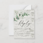 Eucalyptus folia white wood bruiloft RSVP Notitiekaartje (Achterkant)