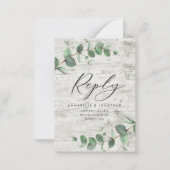 Eucalyptus folia white wood bruiloft RSVP Notitiekaartje (Voorkant)