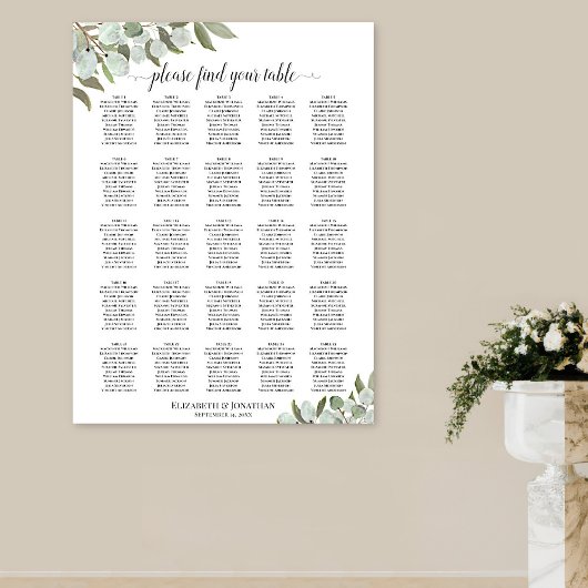 Eucalyptus Foliage 25 Tafel - bruiloft Poster
