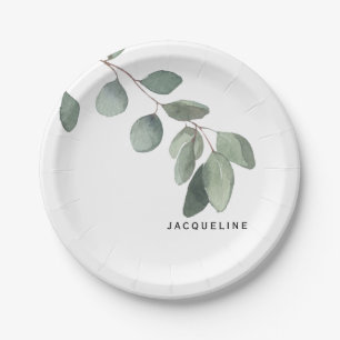 Eucalyptus Foliage Aangepaste naam Modern Papieren Bordje