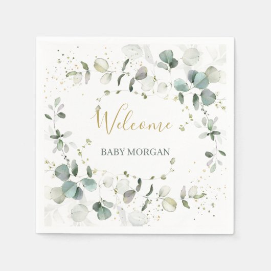 Eucalyptus Foliage Baby shower Napkins Servet (Voorkant)