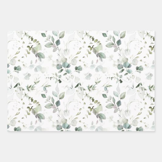 Eucalyptus Foliage Baby/Vrijgezellenfeest Inpakpapier Vel (Voorkant)