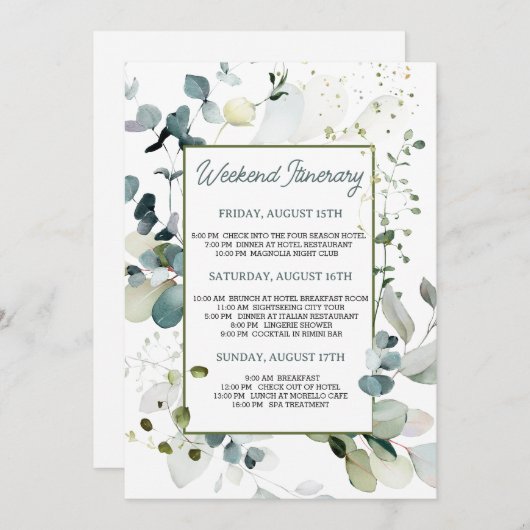 Eucalyptus Foliage Bachelorette Weekend Route Kaart (Voorkant / Achterkant)