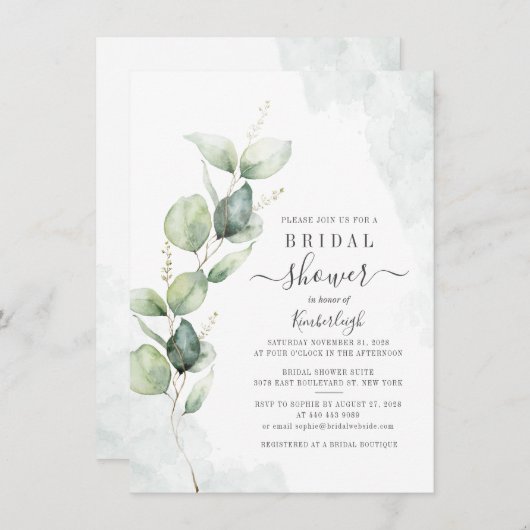 Eucalyptus Foliage Botanical Script Vrijgezellenfe Kaart (Voorkant / Achterkant)