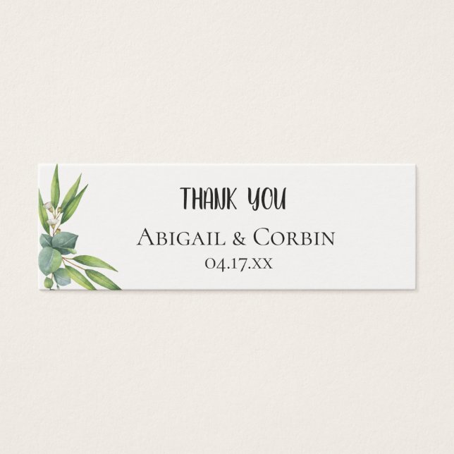 Eucalyptus Foliage Bruiloft Gift Label Mini Visitekaartjes (Voorkant)