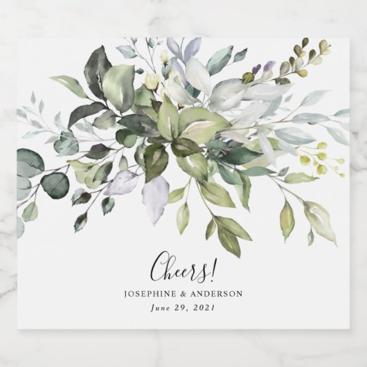 Eucalyptus Foliage bruiloft gunsten Likeurfles Etiket (Enkel label)