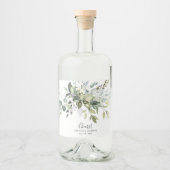 Eucalyptus Foliage bruiloft gunsten Likeurfles Etiket (Voorkant)