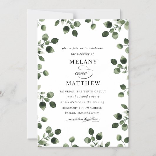 Eucalyptus Foliage bruiloft nodigkaart magnet Magnetische Uitnodiging (Voorkant)