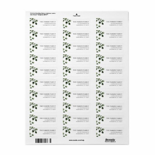 Eucalyptus Foliage bruiloft retour adres label (Full Sheet)