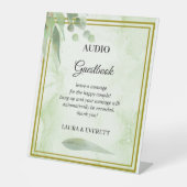 Eucalyptus Foliage Bruiloft Telefoon Gastenboek Reclamebord Met Voetstuk (Voorkant)