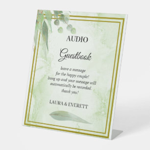 Eucalyptus Foliage Bruiloft Telefoon Gastenboek Reclamebord Met Voetstuk