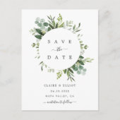 Eucalyptus Foliage Circle Lijst Bewaar de datum Aankondigingskaart (Voorkant)