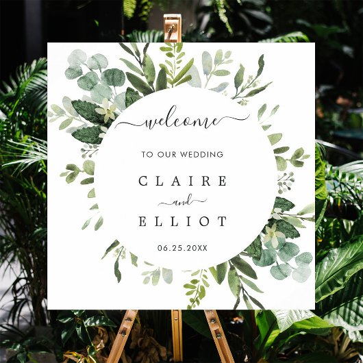 Eucalyptus Foliage Circle Lijst Weddenschap Welkom Poster