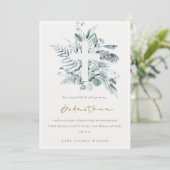 Eucalyptus Foliage Cross Godmoeder Voorstel Uitnod Bedankkaart (Staand voorkant)