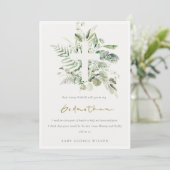 Eucalyptus Foliage Cross Godmoeder Voorstel Uitnod Bedankkaart (Staand voorkant)