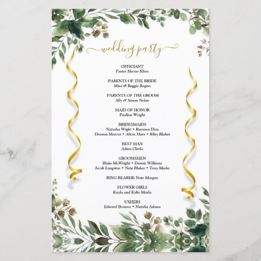 Eucalyptus Foliage Custom Photo Weddenprogramma (Achterkant)