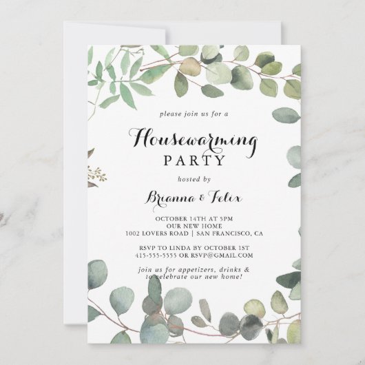 Eucalyptus Foliage Delight Housewarming Party Kaart (Voorkant)