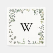 Eucalyptus Foliage Delight Monogram Bruiloft Serve Servet (Voorkant)