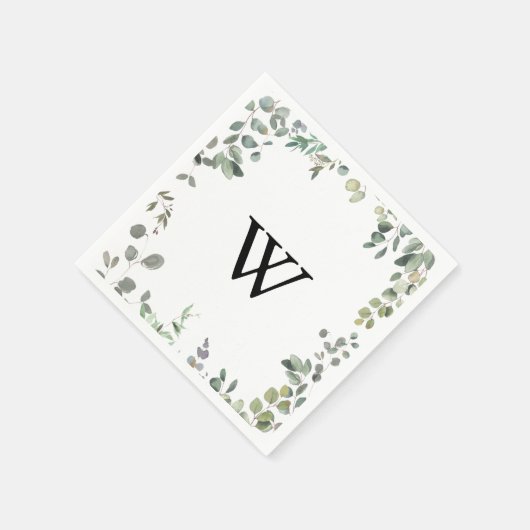 Eucalyptus Foliage Delight Monogram Bruiloft Serve Servet (Hoek)