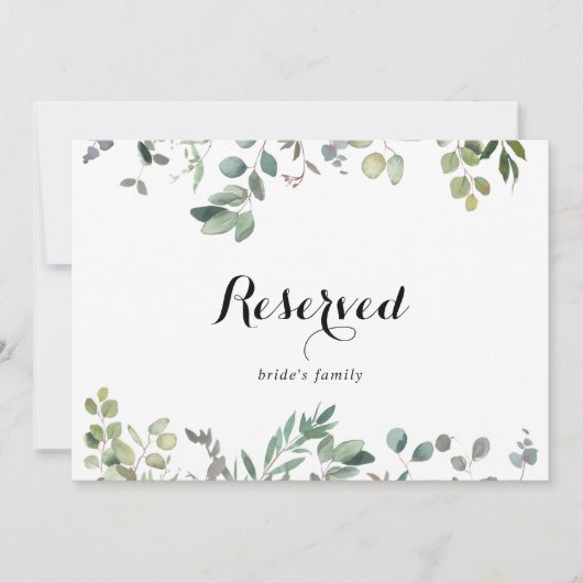 Eucalyptus Foliage Delight Wedding Reserved Sign (Voorkant)