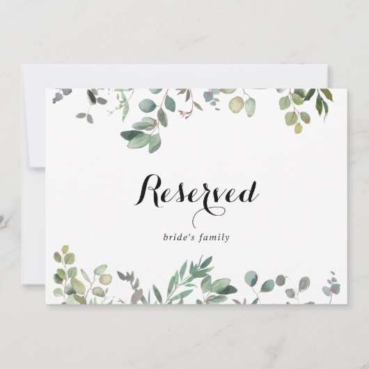 Eucalyptus Foliage Delight Wedding Reserved Sign (Achterkant)