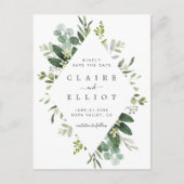 Eucalyptus Foliage Diamond Lijst Bewaar datum Aankondigingskaart (Voorkant)