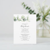 Eucalyptus Foliage Elegant Couples Baby shower Kaart (Staand voorkant)