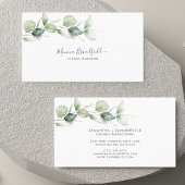 Eucalyptus Foliage Elegant Script Waterverf Visitekaartje
