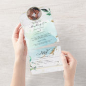Eucalyptus Foliage Elegant Wedding All In One Uitnodiging (Afscheurbaar)