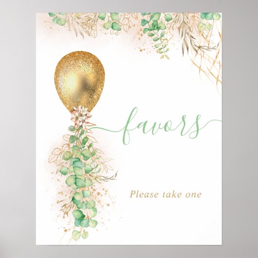 Eucalyptus Foliage Garland Gold ballonvaarders Poster (Voorkant)