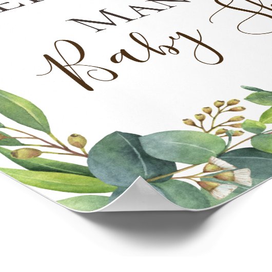 Eucalyptus Foliage Gepersonaliseerde Baby shower Poster (Hoek)