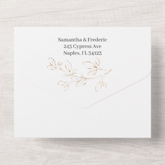 Eucalyptus Foliage Gold Leaves All In One Uitnodiging (Achterkant)