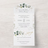 Eucalyptus Foliage Gold Leaves All In One Uitnodiging (Binnen)