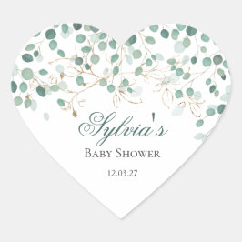 Eucalyptus Foliage Gold Leaves Baby shower Hart Sticker