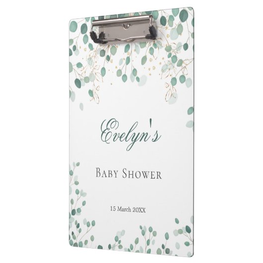 Eucalyptus Foliage Gold Leaves Baby shower Klembord (Links)
