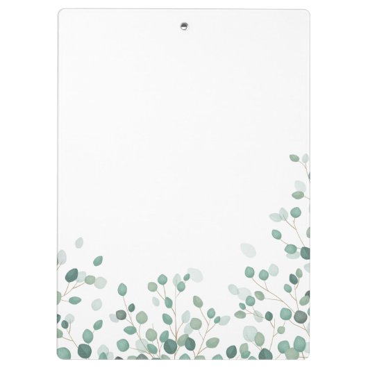 Eucalyptus Foliage Gold Leaves Baby shower Klembord (Achterkant)