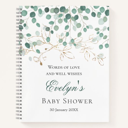 Eucalyptus Foliage Gold Leaves Baby shower-laptop Notitieboek (Voorkant)