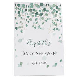 Eucalyptus Foliage Gold Leaves Baby shower Medium Cadeauzakje