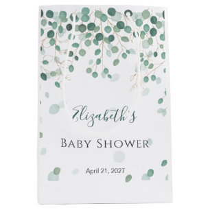 Eucalyptus Foliage Gold Leaves Baby shower Medium Cadeauzakje